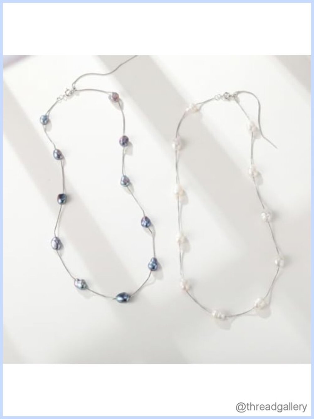 Baroque Pearl Station Necklace S925 Sterling Silver Adjustable - Picture 3 of 6